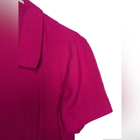 Jennifer Jeffries Women’s Vintage Fuchsia Button Up Short Sleeve Long Dress 10 - Picture 6 of 12